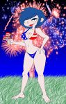 4th_of_july american_flag american_flag_bikini bikini blue_hair breasts cleavage ed,_edd,_'n'_eddy fireworks flag freckles kanker_sisters lipstick marie_kanker print_bikini red_lipstick short_hair smile solo star_print