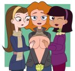  3_girls amanda_lopez big_breasts breasts covered_nipples disney disney_channel latina lydia melissa_chase milo_murphy&#039;s_law orange_hair porkchop_(artist) 