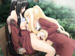 2girls black_hair blonde_hair breast_sucking breasts fingering game_cg kani_biimu kirishima_shizuku long_hair medium_breasts multiple_girls nipples school_uniform shitogi_eris sono_hanabira_ni_kuchizuke_wo st._michael's_school_uniform yuri