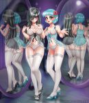 2_girls 2girls ass blush coco_pommel female_only friendship_is_magic humanized lingerie long_hair looking_at_viewer marble_pie marble_pie_(mlp) mirror mostly_nude my_little_pony panties racoonkun see-through see-through_clothes short_hair standing stockings