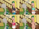  american_dad big_breasts blonde_hair breasts clothes erect erect_nipples hair half-closed_eyes hayley_smith mfrost peace_symbol peace_symbol_necklace pubic_hair roger_(american_dad) text 