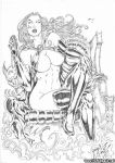  1girl female_only goblin_queen_(x-men) goblyn_queen jardel_cruz madelyne_pryor marvel monochrome x-men 