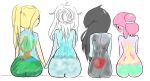 adventure_time ass black_hair blonde_hair blue_skin blush fionna_the_human grey_skin ice_queen lilithn lineup long_hair looking_back looking_down marceline meme monster nude pale_skin pink_hair pink_skin ponytail princess_bubblegum rear_view shy vampire white_hair