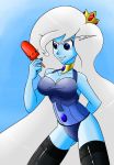 adventure_time blue_skin crown ice_queen popsicle retrokidz_(artist) stockings white_hair