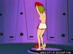 ass cover_up embarrassing funny gif gif green_hair nude short_hair surprise undressing