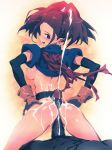  1boy 1girl ass ass_grab back barbara_(dragon_quest_vi) belt between big_ass bitchen bottomless brown_hair buttjob censored cum cum_explosion cum_on_ass cum_on_body cum_on_lower_body dragon_quest dragon_quest_vi earrings ejaculation erection from_behind gloves hand_on_ass hands_on_hips huge_ass interracial jewelry large_penis looking_at_viewer looking_back mosaic_censoring open_mouth penis shirt short_sleeves sideboob smile solo_focus straddling sweat 