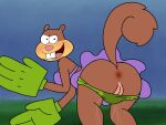 1girl anal ass bikini brown_body brown_fur buckteeth determined exposed furry gloves karate looking_at_viewer mooning nickelodeon nicktoons paramount_pictures parody pussy rear_view sandy_cheeks spanky15 spongebob_squarepants spongebob_squarepants_(series) squirrel tail viacom