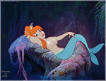 1girl 1girl adamaris breasts disney edit edited_screencap female_only helix mermaid mermaid_tail nipples no_bra nude_filter orange_hair peter_pan peter_pan_(disney) screenshot_edit tagme