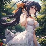 1girl 1girls akeno big_breasts breasts dress henhalla himejima himejima_akeno solo_female young younger_female