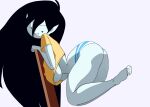 adventure_time ass black_hair cartoon_network chair coolerinker edited_image fangs feet inker_comics inkershike long_hair looking_back marceline_abadeer marceline_the_vampire_queen pale-skinned_female pale_skin panties pointy_ears sideboob small_shirt smile striped_panties thighs under_boob underwear vampire vampire_girl white_ass white_skin white_thighs yellow_shirt