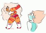 2_girls alien ass butt_slap gif jasper_(steven_universe) long_hair looking_back muscle pearl_(steven_universe) short_hair short_shorts shorts steven_universe taunt taunting