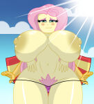 1girl 2_girls areola beach big_areola big_breasts big_nipples blush breasts breasts_bigger_than_head dark_nipples dubious_consent embarrassed equestria_girls erect_nipples fluttershy_(eg) fluttershy_(mlp) friendship_is_magic front_view green_eyes hasbro huge_areolae huge_ass huge_breasts huge_nipples hyper hyper_breasts large_areolae long_hair mashoart micro_bikini my_little_pony navel nipples no_bra nude_beach pink_hair pink_thong pubic_hair pubic_hair_peek solo_focus sunset_shimmer swimsuit thick thick_thighs thighs thong topless undressing undressing_another v-string voluptuous wide_hips