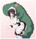  1girl ball_gag bdsm bent_over black_hair bondage bound bound_wrists breasts clothed_sex collar crocodile crocodilian gag gagged he_is_my_master highres huge_breasts izumi_sawatari kore_ga_watashi_no_goshujin-sama maid monster panties panty_pull pochi rape royalwatts sawatari_izumi sex short_hair slave underwear vaginal 