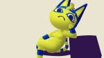 16:9 1girl 1girl 2021 3d_(artwork) absurd_res animal_crossing ankha_(animal_crossing) anthro breasts digital_media_(artwork) domestic_cat dr._pizza_boi felid feline felis fur high_res inkershike mammal nintendo nipples nude on_model reclining short_stack widescreen yellow_body yellow_fur