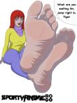 1girl barefeet barefoot big_feet feet feet_fetish feet_focus foot foot_fetish foot_focus marvel marvel_comics mary_jane_watson red_hair redhead soles spider-man spider-man_(series) sportyanime teasing_with_feet toes