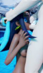 1boy 1girl 3d 3d_(artwork) aquaphilia areola asphyxiation censored censored_penis drowning fellatio female male mmd mosaic_censoring nessa_(pokemon) nintendo nude penis pokemon redsmmd sideboob underwater