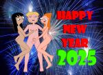 1boy 1boy2girls 2025 2_girls 2girls1boy ass_grab barefoot black_hair blue_eyes bowtie breasts brown_eyes candace_flynn chest_tuft closed_mouth cum cumshot cute disney disney_channel feet fireworks hand_on_penis happy_new_year jeremy_johnson naked_female naked_male nipples nude open_mouth orange_hair phineas_and_ferb rubbing rubbing_penis sexy_body stacy_hirano toes yellow_hair