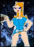 blue_eyes breasts candace_flynn clothing coffee ferozyraptor nipples_visible_through_clothing orange_hair phineas_and_ferb pussy skirt skirt_lift waitress