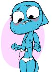 1girl anthro blue_body blue_skin blush cartoon_network cat feline inker_comics inkershike looking_at_panties nicole_watterson nipples panties tail the_amazing_world_of_gumball white_panties