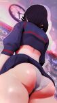 1girl 1girl ass ass_focus back back_focus black_hair from_behind kill_la_kill matoi_ryuuko school_uniform shotacoin skirt underwear