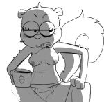 1girl anthro areola aunt_maire breasts buckteeth clothed clothing cup drpizzaboi1 inker_comics inkershike mammal nickelodeon nipples rodent sandy_cheeks sciurid simple_background spongebob_squarepants straight_hair teeth topless white_background