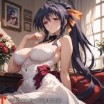 1girl 1girls akeno big_breasts breasts dress henhalla himejima himejima_akeno solo_female young younger_female