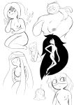 6+girls absurdly_long_hair adventure_time black_and_white blush cat_hood fangs_out fire_hair flame_hair flame_princess forehead_jewel huntress_wizard inkershike leaf_hair long_hair long_nipples marceline monochrome muscular_female princess_bubblegum puckered_lips roselinen simple_background skinny_female slime_princess small_breasts susan_strong undressing_self vampire_girl wariza white_background wink