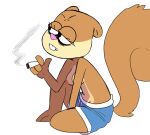 1girl anthro aunt_maire breasts cigarette clothed clothing drpizzaboi1 inker_comics inkershike mammal nickelodeon nipples rodent sandy_cheeks sciurid smoking spongebob_squarepants straight_hair topless