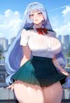 1girl 1girl ai_generated blue_hair curvy curvy_female long_hair my_little_pony:_friendship_is_magic nejire_hadou rooftop