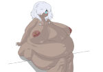 1girl 1girl 1girl bbw belly big_belly breasts dark-skinned_female dark_skin female_only kaiga_beast1123 morbidly_obese nipple_piercing nipples obese overweight overweight_female plump solo_female ssbbw white_hair