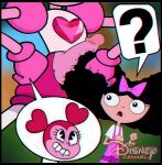 afro afro_puffs background backyard big_balls big_penis black_hair blurry_background bowtie cartoon_network clothed_sex crossover curly_hair disney disney_channel edit edited_screencap fist frizzy_hair futanari hairjob hand_on_hair hd isabella_garcia-shapiro logo penis_in_hair phineas_and_ferb pink_gloves pink_hair pink_shorts pink_skin pink_topwear question_mark rubbing_penis shocked smiley_face speech_bubble spinel_(steven_universe) steven_universe weird_crossover white_shirt