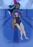 2girls aged_up asphyxiation bikini contest cruz64 dark_skin drowning female hands_behind_back lana_(pokemon) nessa_(pokemon) nintendo one-piece_swimsuit petite pokemon puffy_cheeks red_bikini sukumizu swimsuit underwater