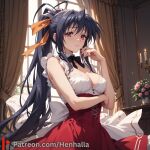 1girl 1girls akeno big_breasts breasts dress henhalla himejima himejima_akeno solo_female young younger_female