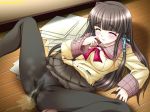  blush brown_hair closed_eyes female_desperation long_hair panties pantyhose pee peeing piss pissing school_uniform schoolgirl serafuku skirt skirt_pull source_request spread_legs steam tears tights underwear urination urine wet_panties wetting 