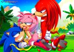 1girl 2boys amy_rose bbmbbf bra cumming cupid echidna female hedgehog knuckles_the_echidna male mobius_unleashed palcomix panties sega sonic_the_hedgehog sonic_the_hedgehog_(series) threesome underwear