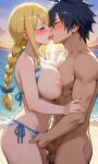 beach_sex bikini braid evening fairy_tail fingering_pussy french_kissing gray_fullbuster imminent_sex kissing lucy_heartfilia_ masturbation moonlight night_sky wholesome