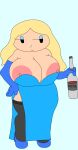  1girl alcohol areola big_areola big_breasts big_nipples blue_dress blue_elbow_gloves blue_gloves blue_high_heels bottle breasts breasts_out busty cassettedream cleavage dream-cassette dress drink elbow_gloves eyeshadow fanart female female_only gloves high_heels holding_drink holding_object hoshime huge_areolae huge_breasts huge_nipples large_breasts les_ratz light-skinned_female light_skin looking_at_viewer mob_face nipple_slip nipples simple_background solo tasha_wellington_(ratz) thick_thighs unamused wide_hips wine wine_bottle xilam yellow_hair 