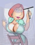 animated breast_press breasts cleaning earrings family_guy gif lois_griffin nipples red_hair window