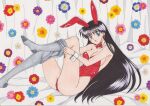 1990s_(style) 1girl absurd_res alluring animal_ears bishoujo_senshi_sailor_moon black_hair detached_collar fake_animal_ears high_res long_hair pantyhose playboy_bunny rabbit_ears rascal_(n119) rei_hino retro_artstyle sailor_mars wrist_cuffs