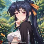 1girl 1girls akeno big_breasts breasts dress henhalla himejima himejima_akeno solo_female young younger_female