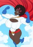 afro big_ass big_breasts dark-skinned_female dark-skinned_kryptonian dark-skinned_kryptonian_female dark_skin dc_comics female female_only flexing flexing_arms flying in_air kryptonian looking_at_viewer odeva_sem-ux power_girl smile solo solo_female thick_thighs