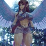  1girl 3d 3d_(artwork) alluring armor armored_bra athletic_female big_breasts dashie116 female_abs fit_female long_hair nintendo princess_zelda solo the_legend_of_zelda the_legend_of_zelda:_a_link_between_worlds wings zelda_(a_link_between_worlds) 