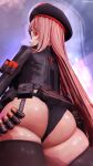 artist_name ass ass legs long_hair nikke rapi_(nikke) red_eyes stockings thick_thighs