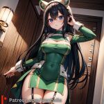 1girl 1girls big_breasts breasts dress henhalla solo_female tsuyu_asui young younger_female