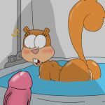 1boy 1boy1girl 1girl 1girl ass bathroom bathtub bending_over blush brown_body brown_fur brown_hair buckteeth fat_ass furry imminent_rape male patrick_star penis penis sandy_cheeks shine shocked smooth_skin spanky15 spongebob_squarepants water wet