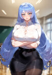 1girl blue_hair curvy curvy_female long_hair my_hero_academia nejire_hadou