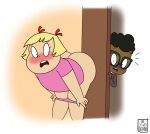 bbw bent_over black_hair blonde_hair blush blush bottomless chubby_female dreamworks embarrassed_nude_female embarrassing enf gerald glasses harvey_comics harvey_girls_forever harvey_street_kids looking_back lotta_plump panties pink_panties size_difference thelewdx undressing walk-in walking_in walking_in_on