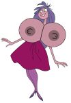 1girl 1girl 2025 disney edit female_only gigantic_breasts green_eyes lipstick madam_mim mevb milf nipples no_bra purple_dress purple_hair sexy sexy_ass sexy_breasts the_sword_in_the_stone white_background