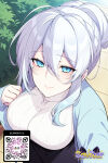 1girl 1girl 1girl ai_generated arms_behind_head arms_up bangs big_breasts black_skirt blue_eyes blue_hair blue_sky blush breasts closed_mouth clothing cloud day gradient_hair hair_between_eyes jacket leaning_forward littlehentai long_hair long_sleeves looking_at_viewer multicolored_hair ocean open_clothes original outside savitar savitar_(artist) shirt skirt sky smile sweater tied_hair turtleneck white_hair white_sweater