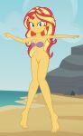 beach bottomless bra breasts disney equestria_girls functionally_nude half_naked hasbro my_little_pony nudity older older_female seashell seashell_bra standing sunset_shimmer the_little_mermaid vulva young_adult young_adult_female young_adult_woman